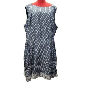 eShakti Custom Dress, A-Line Blue Polka Dot Pockets Sleeveless, Side Zip, 4X 30W